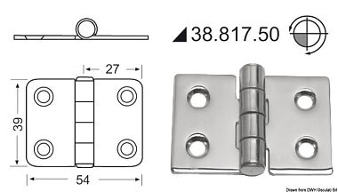 Универсальная петля из полированной нержавеющей стали 54x39x2 мм