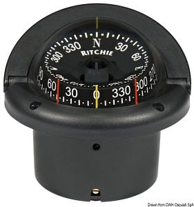 Компас RITCHIE Helmsman 3'' 3/4 (94 мм) с компенсатором и подсветкой черный-черный