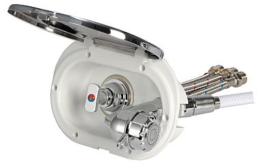 Палубный душ Oval со смесителем и лейкой Desy с ПВХ шлангом 2,5м и хромированной крышкой