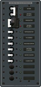 Панель Metal с 9-ю переключателями-предохранителями и функцией выбора одного из двух источников переменного тока (арт. 8566)