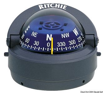 Компас RITCHIE Explorer 2'' 3/4 (70 мм) с компенсатором и подсветкой накладной серый-синий (арт. 25.