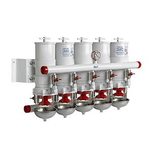 Фильтр-сепаратор топливный Vetus CE/ABYC 5 в ряд, 30 микрон, макс. 2880 л/ч (арт. 87100VTE)