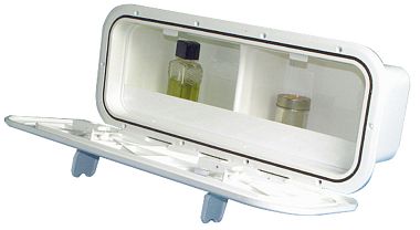 Боковой карман с откидной крышкой 600x250x190мм 2 отделения из белого пластика