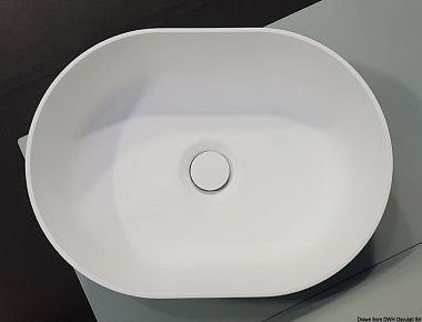 Белая полуовальная мойка накладного монтажа Ocritech 350 x 260 мм