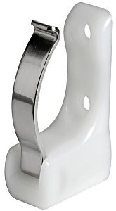 Зажим пружинный для трубы Ø25/35мм из нержавеющей стали и белого полиамида, для крепления багра набо