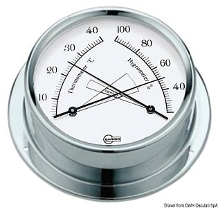 Barigo Regatta гигрометр/термометр Ø120x40 мм, хромированный-белый (арт. 28.365.03)