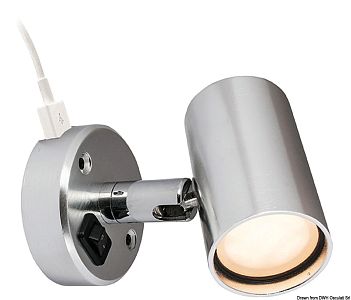Точечный LED светильник Batsystem Tube с гнездом USB 12 В, 0,6 Вт корпус из алюминия с выключателем (арт. 13.867.03)
