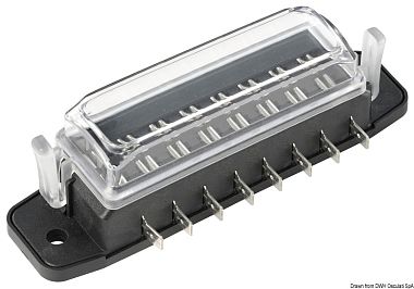 Держатель предохранителей водонепроницаемый на 8 мест 60 А, 120x31 мм (арт. 14.100.33)