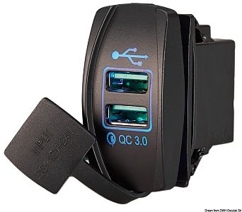 Гнездо питания с двумя выходами USB 12/24 В (арт. 14.195.59)
