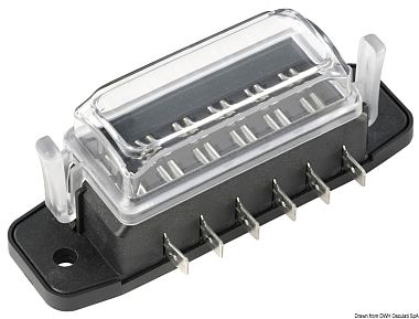 Держатель предохранителей водонепроницаемый на 6 мест 45 А, 100x31 мм (арт. 14.100.32)