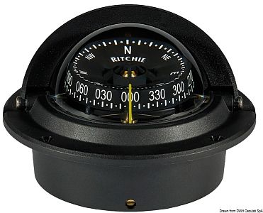 Компас Ritchie Wheelmark 3" (76 мм) врезной, черный-черный (арт. 25.082.31)
