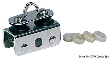 Каретка гик-шкота из нержавеющей стали с 4 роликами для тросов до 8 мм (арт. 62.139.10)