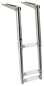 Трап телескопический складной 368/889х210мм из нержавеющей стали AISI316 с 3 ступенями из белого пла