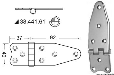 Фрикционная петля из полированной нержавеющей стали 129x40x2 мм