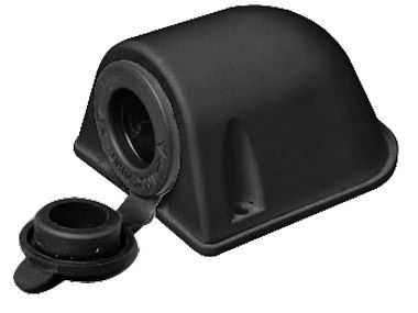 Гнездо прикуривателя герметичное из чёрного пластика 12-24 В (арт. 14.517.07)