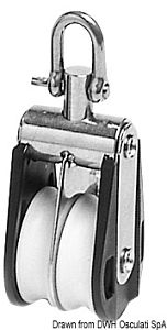 Двухшкивный блок HYE Offshore из поликарбоната и нержавеющей стали с поворотно-неподвижной такелажно