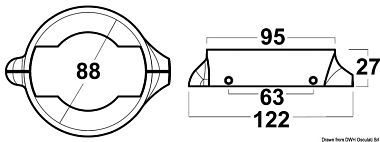 Цинковый двусоставной хомут с 4 винтами из нержавеющей стали для двигателей Volvo Penta SailDrive 120 88x122x27 мм (арт. 43.529.12)