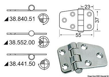 Универсальная петля полуврезная 55x37x2мм
