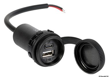 Водонепроницаемый разъем USB типа A+C 12/24 В с крышкой (арт. 14.517.70)