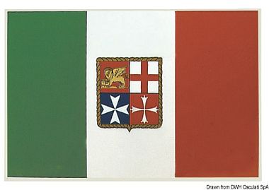 Самоклеящийся флаг Италии с гербом Торгового Флота 20 х 30 см