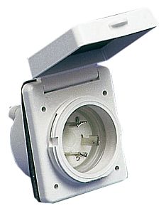 Вилка панельная 220В 30А с водонепроницаемая IP56 белая с крышкой на защелке (арт. 14.331.00)