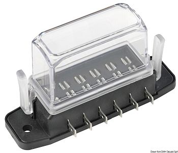 Держатель предохранителей с высокой крышкой на 6 мест 45 А, 100x31 мм (арт. 14.100.82)