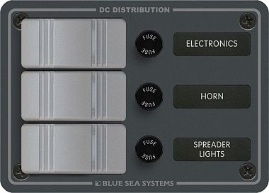 3-позиционная вертикальная панель выключателей Contura, с 3 предохранителями, серая (арт. 8054)