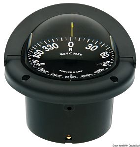 Компас RITCHIE Helmsman 3'' 3/4 (94 мм) с компенсатором и подсветкой черный-черный