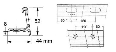 Профиль планшира из алюминия 44 х 52 мм 80° 6 м