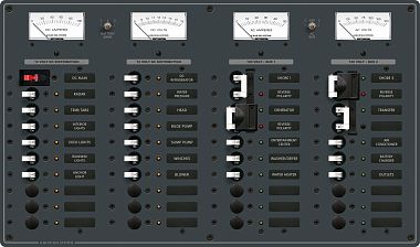 Панель выключателей переменного тока 3 источника + 12 позиций/постоянный ток: основная группа + 19 позиций (арт. 8086)