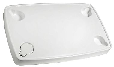 Столешница прямоугольная из белого пластика 4 отверстия 810 x 510 мм