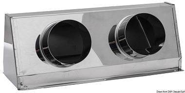 Вентиляционный бокс из полированной нержавеющей стали для двух труб Ø75 мм