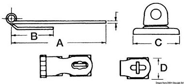 Запор для рундука с литым поворотным обушком 94x27 мм