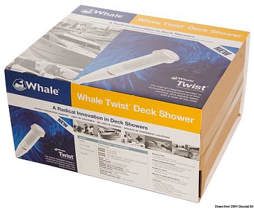 Встраиваемый палубный душ Whale Twist белый со шлангом 2,5 м, прямой/угловой фланец (арт. 15.290.25)