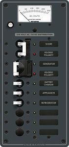 Панель Metal с 6-ю переключателями-предохранителями и функцией выбора одного из двух источников переменного тока (арт. 8589)