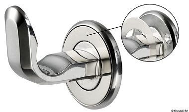 Крючок усиленный из полированной нержавеющей стали с потайными винтами 73.6x67.7 мм 120°