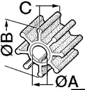 Крыльчатка охлаждения моторов TOHATSU 2.5/4.5 HP CEF 396 41 x 14 мм посадка шпонка