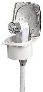 Встраиваемый палубный душ New Edge Ø70x40,5мм с лейкой Boris и ПВХ шлангом 2,5м в белом корпусе с крышкой из нержавеющей стали (арт. 15.248.70)