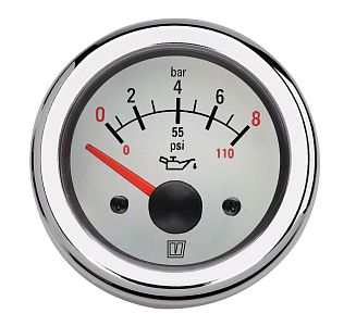 Индикатор давления масла белый 12/24 В (арт. OILW)