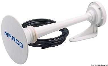 Горн из латуни белого цвета, работающий от 24 В, сертифицированный RINA для лодок длиной от 20 до 75 метров (арт. 21.441.01)