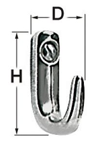 Крючок для одежды из полированной нержавеющей стали 22x30 мм