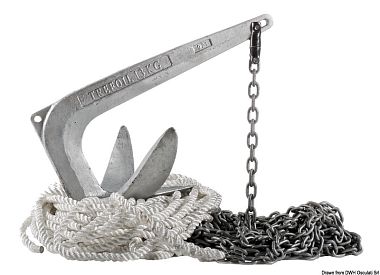 Якорный комплект трос - цепь - соединение и якорь Брюса 7.5 кг для яхт длиной 5 - 7 м