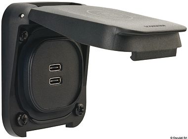 Двойной разъем USB-C 3 А, 68х60х64 мм (арт. 14.195.06)