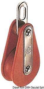 Одношкивный блок HYE TUFNOL из пластика и нержавеющей стали c неподвижным креплением 43 мм 751500 кг