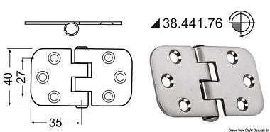 Фрикционная петля для люков/крышек рундуков/дверей 70x39x2мм из полированной нержавеющей стали AISI3