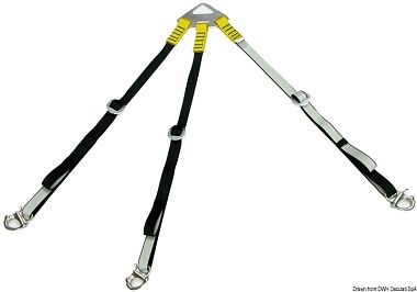 Три стропы с карабинами для шлюпки 30 - 360 см 400 кг (2 с кормы, 1 с носа)