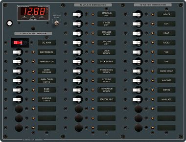 Панель Metal с 35-ю переключателями-предохранителями постоянного тока (арт. 8382)