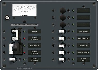Панель выключателей переменного тока 2 источника + 9 позиций (арт. 8462)