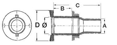 Штуцер слива в море из нержавеющей стали 1" под шланг 30 мм