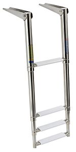 Трап телескопический складной 394/1156х315мм из нержавеющей стали AISI316 с 4 ступенями из белого пл